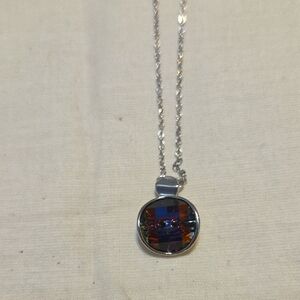 Borun Silver Pendant Necklace with Multicolor Gem Crystal Swarovski